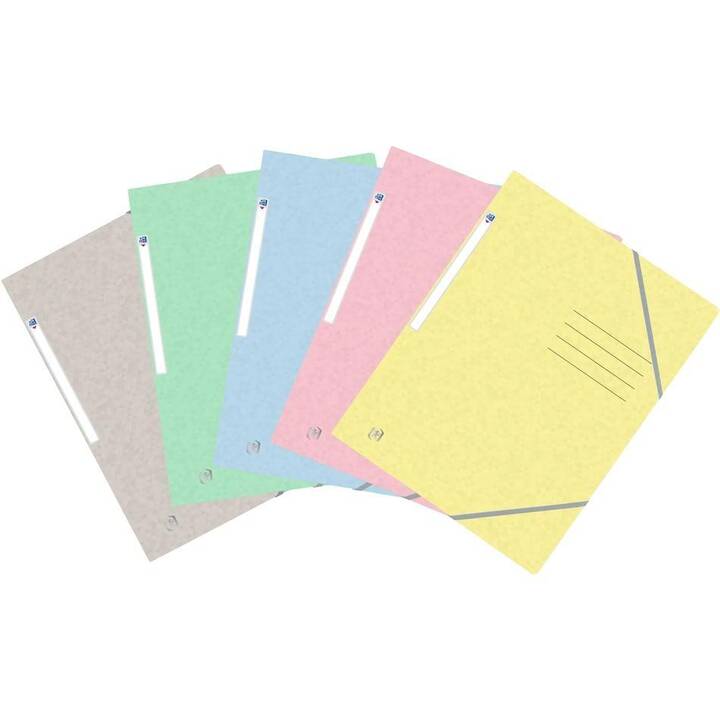 OXFORD Cartellina con elastico (Rosa chiaro, Blu chiaro, Turchese, Giallo chiaro, Beige, A4, 5 pezzo)