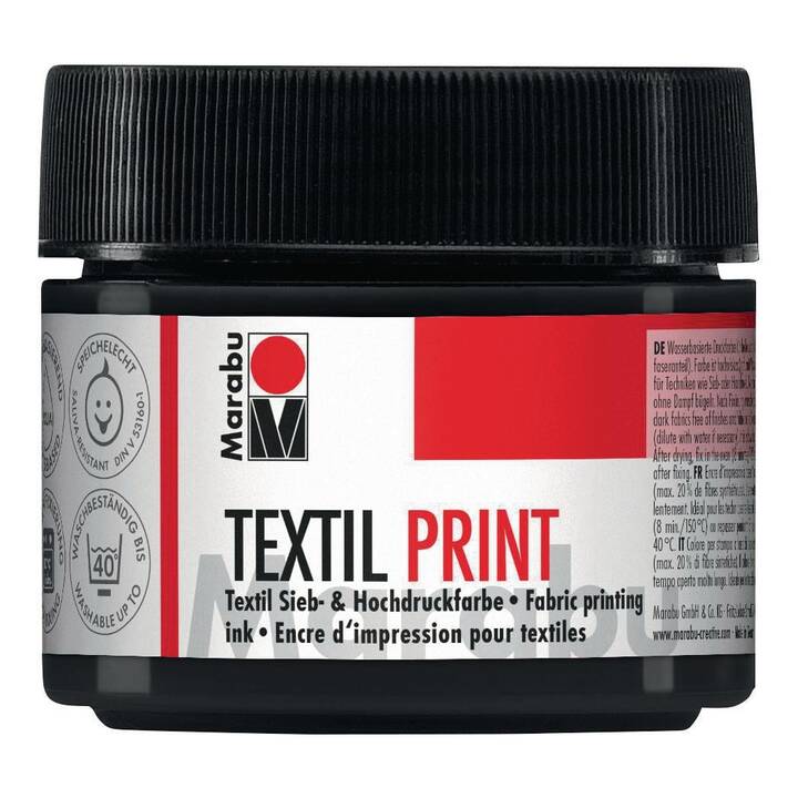 MARABU Colore tessile Texil Print (100 ml, Transparente, Nero, Bianco)