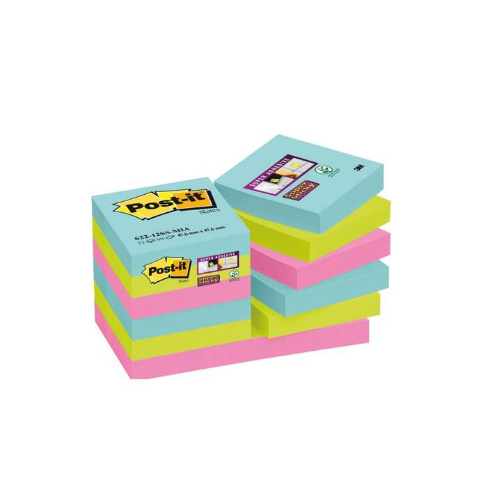 POST-IT Blocchetti memo Super Sticky 622 (3 x 70 foglio, Rosa, Verde, Blu)