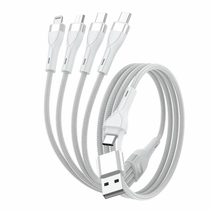 4SMARTS Câble (USB C, USB A, MicroUSB A, USB de type C, Lightning, 1.2 m)