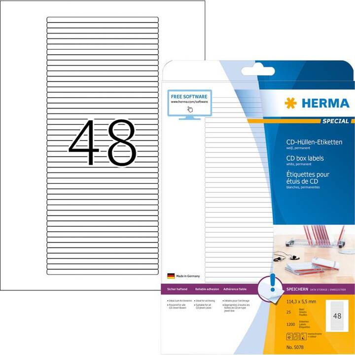 HERMA Feuilles d'étiquettes d'imprimante (5.5 x 114.3 mm)