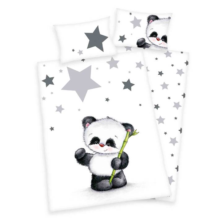 HERDING Taie d'oreiller et housse de duvet Panda (Panda, Coton)