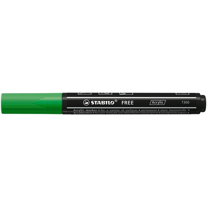 STABILO Pennarello acrilico Free Acrylic T300 (Verde, 1 pezzo)