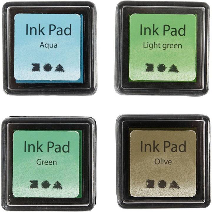 CREATIV COMPANY Cuscinetto per timbro Ink Pad (Marrone, Blu, Verde, 4 pezzo)
