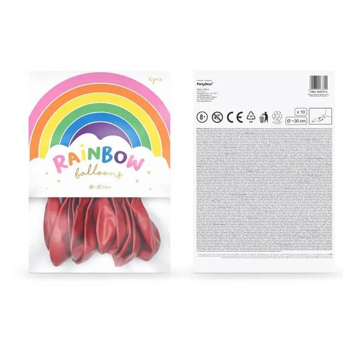 PARTYDECO Ballon Uni Rainbow (30 cm, 10 pièce)