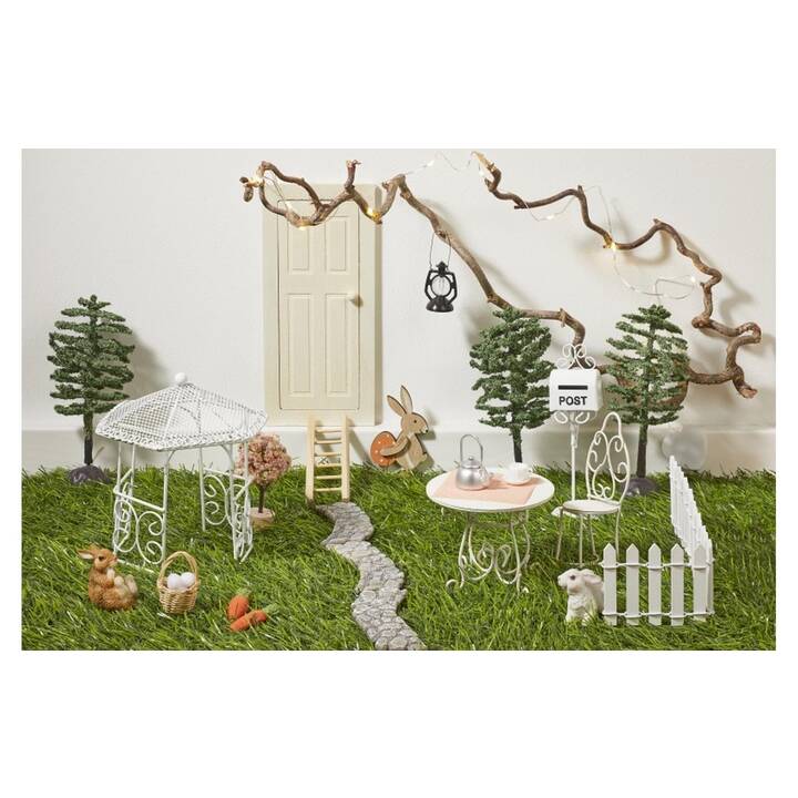 HOBBYFUN Mobilier miniature de jardin décoratif (Blanc)