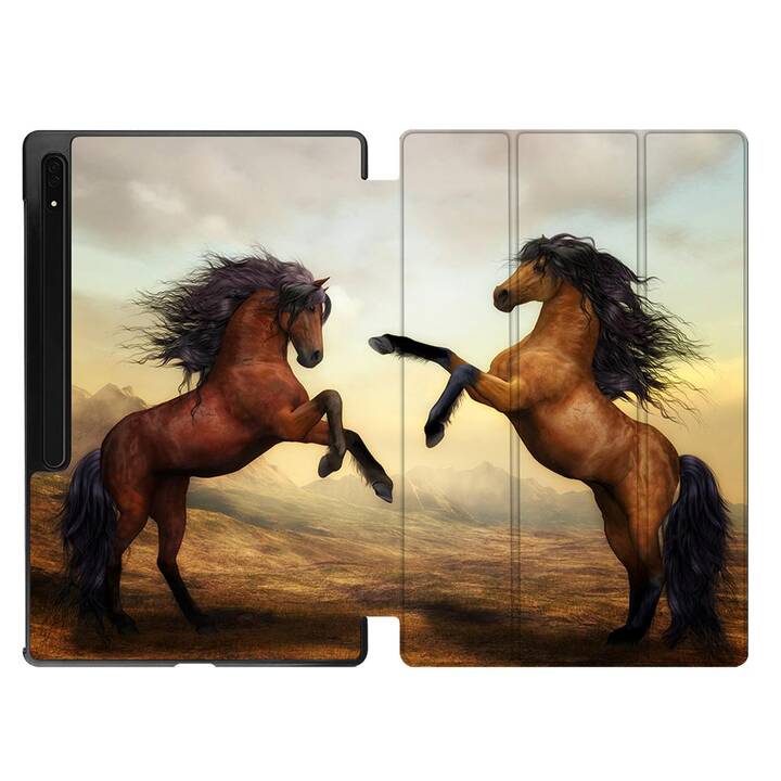 EG Housse (11", Galaxy Tab S9, Chevaux, Brun)