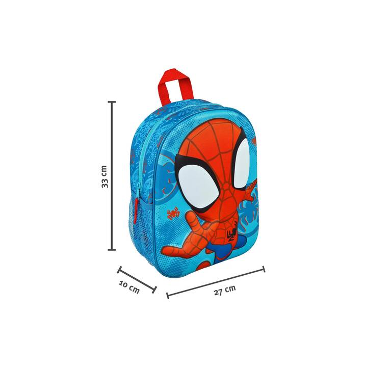 SCOOLI Sac à dos de jardin d'enfants 3D Spidey (7 l, Bleu, Rouge)