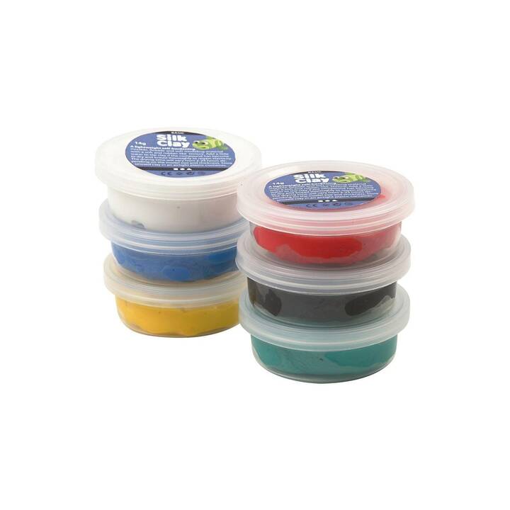 CREATIV COMPANY Modelliermasse Silk Clay (14 g, Gelb, Schwarz, Grün, Blau, Rot, Weiss)