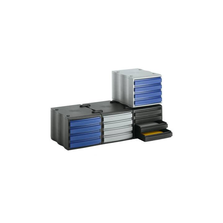 STYRO Büroschubladenbox (C4, 27 cm  x 35.5 cm  x 24 cm, Grau, Blau)