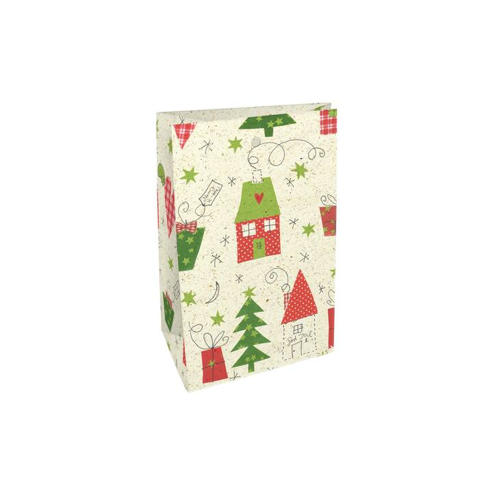 BRAUN + COMPANY Sachet cadeau (4 Stk, Vert, Rouge, Maison, Arbre de Noël)