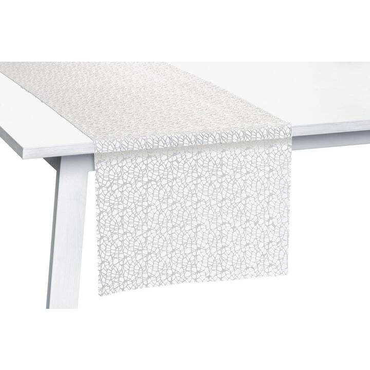 PICHLER Chemin de table Network Weiss (45 cm x 140 cm, Rectangulaire, Blanc)