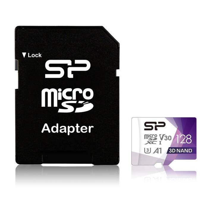 SILICON POWER MicroSDXC Superior Pro (Video Class 30, Class 10, 128 GB, 100 MB/s)