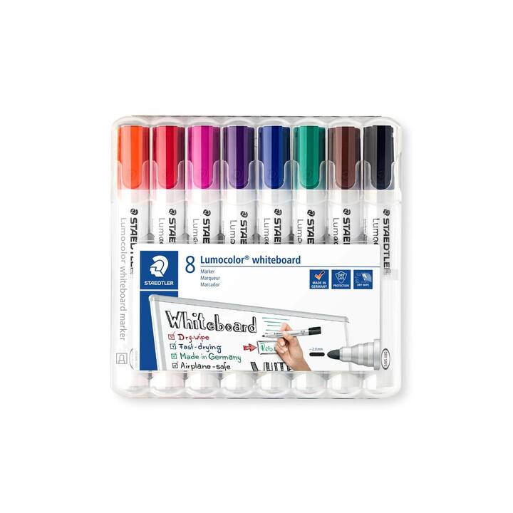 STAEDTLER Marqueur pour tableaux blancs Lumocolor (Noir, Vert, Rouge, Pink, Bleu, Orange, Violet, Brun, 8 pièce)