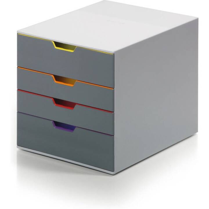 DURABLE Boite à tiroirs de bureau Varicolor 4 (C4, A4, Letter, 29.2 cm  x 35.6 cm  x 28 cm, Gris)