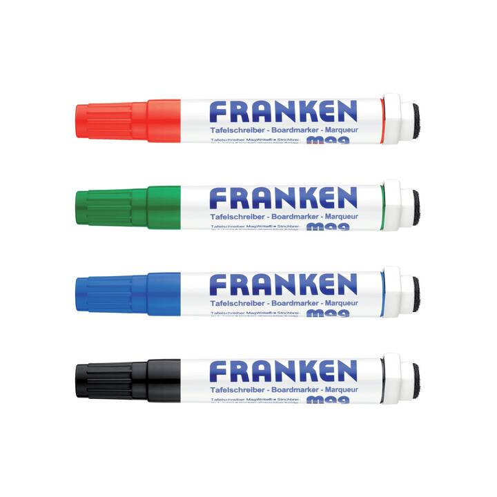 FRANKEN Marcatori di lavagna Mag Write (Nero, Blu, Verde, Rosso, 4 pezzo)