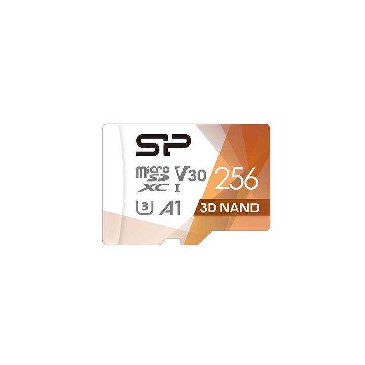 SILICON POWER MicroSDXC Superior Pro (Video Class 30, Class 10, UHS-II Class 3, A1, 256 GB, 100 MB/s)