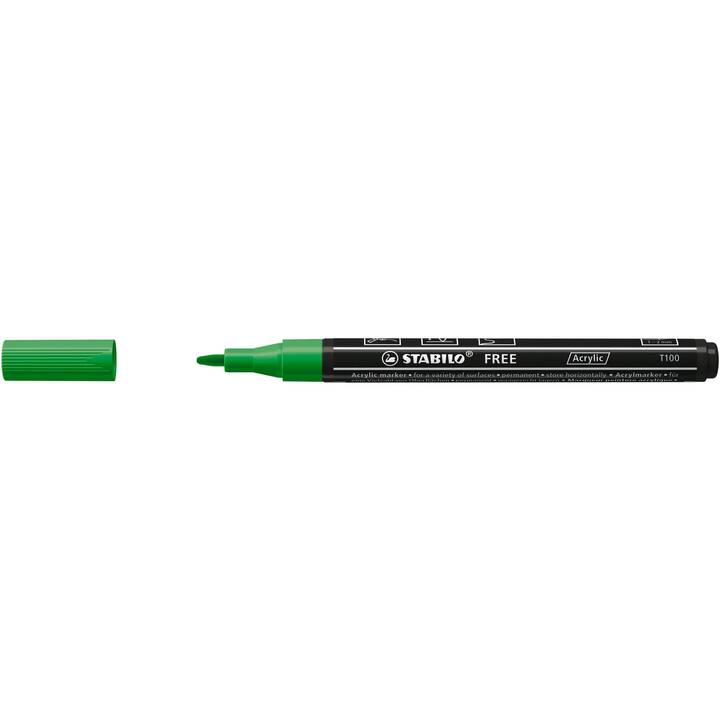 STABILO Pennarello acrilico Free Acrylic T100 (Verde, 1 pezzo)