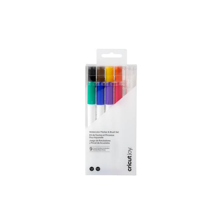 CRICUT Wasserfarben Marker Joy (Braun, Gelb, Blau, Violett, Orange, Grün, Schwarz, Rot, 9 Stück)