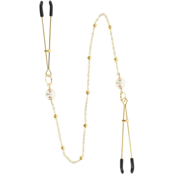 CALEXOTICS Nippelklemme Pearl & Deluxe Chain (Gold)