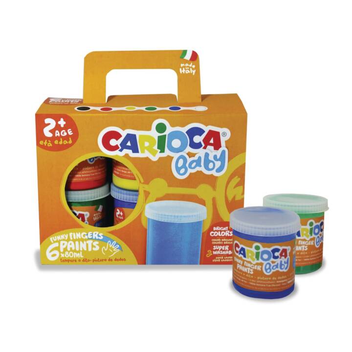 CARIOCA Fingerfarbe Set (6 x 80 ml, Mehrfarbig)