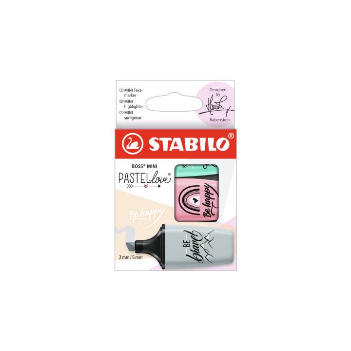 STABILO Surligneur Boss Mini Pastellove 2.0 (Pink, Turquoise, Menthe, 3 pièce)