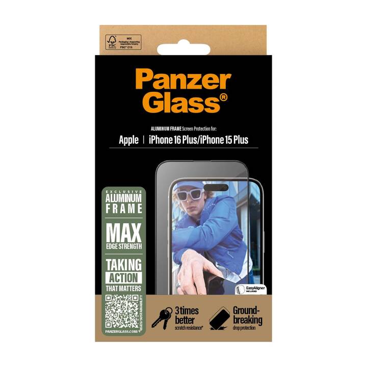 PANZERGLASS Displayschutzglas Ultra Wide Fit (iPhone 15 Plus, iPhone 16 Plus, 1 Stück)