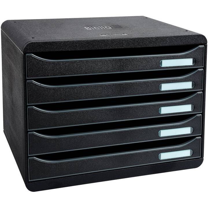 BIELLA Cassettiera da scrivania BigBox (A4+, 270 mm  x 335 mm  x 271 mm, Nero)