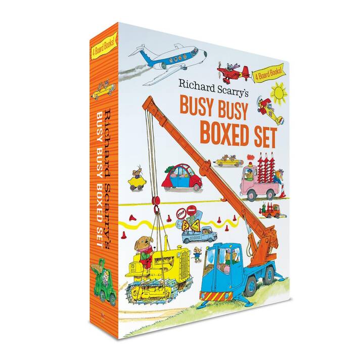Richard Scarry's Busy Busy Boxed Set. Busy Busy Airport; Busy Busy Cars and Trucks; Busy Busy Construction Site; Busy Busy Farm