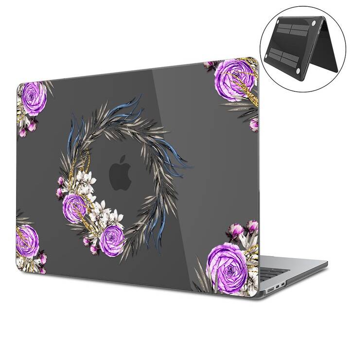 EG Hardcase (MacBook Air 13" M2 2022, Blumen, Transparent, Schwarz)