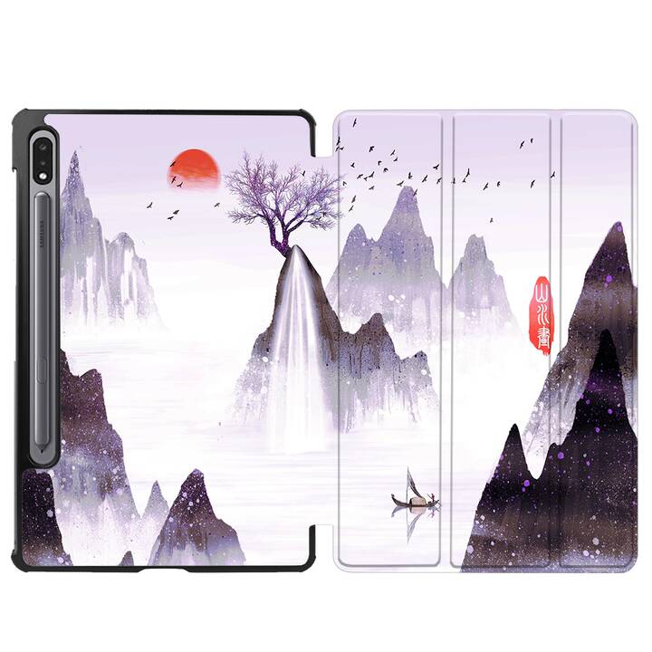 EG Flip cover pour Samsung Galaxy Tab S7 FE 12.4" (2021) - peinture de paysage violet