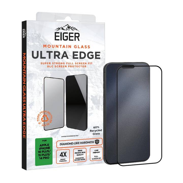 EIGER Vetro protettivo da schermo Ultra Edge (iPhone 16 Plus, iPhone 15 Plus, iPhone 14 Pro, 1 pezzo)