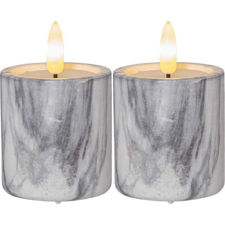 STAR TRADING Flame Marble Bougies LED (Gris, 2 pièce)
