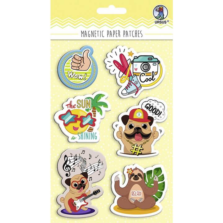 URSUS Paper Patches Funky Puntina magnetico (6 pezzo)