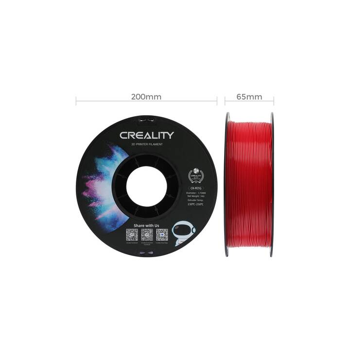 CREALITY Filament Rouge (1.75 mm, Polytéréphtalate d'éthylène glycol (PET-G))