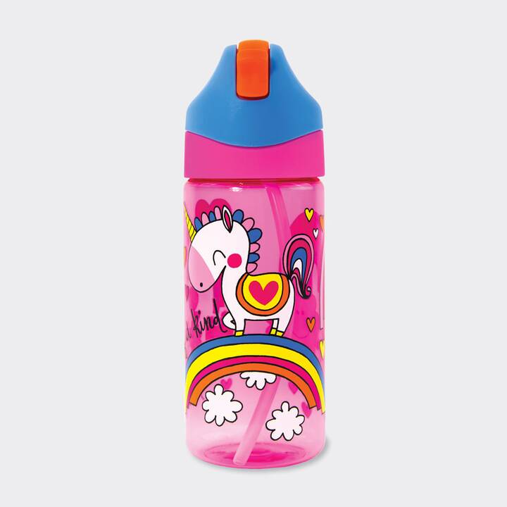 RACHEL ELLEN Bottiglia per bambini Unicorn (0.35 l, Transparente, Blu, Multicolore)