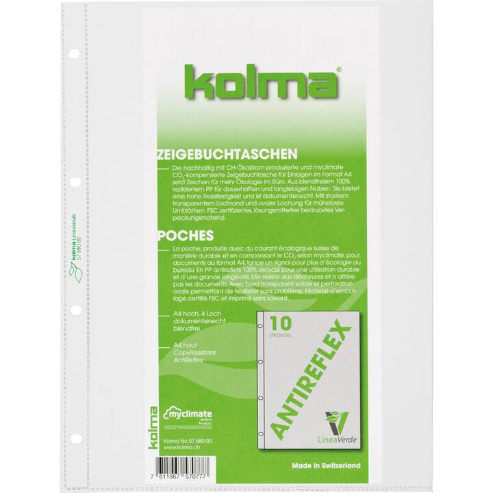 KOLMA RACER Dossiers chemises LineaVerde (Transparent, A4, 10 pièce)