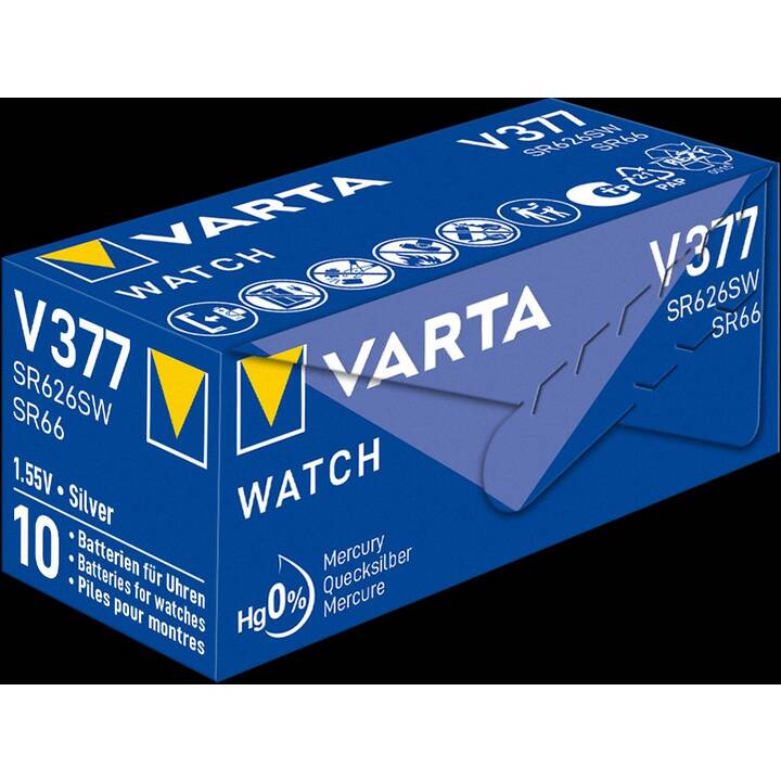 VARTA - Pile bouton pour montre : V377 SR66 SR626SW Oxyde d'Argent