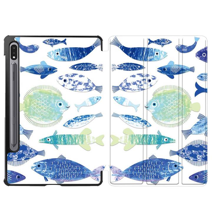 EG coque pour Samsung Galaxy Tab S8 11" (2022) - bleu - poisson