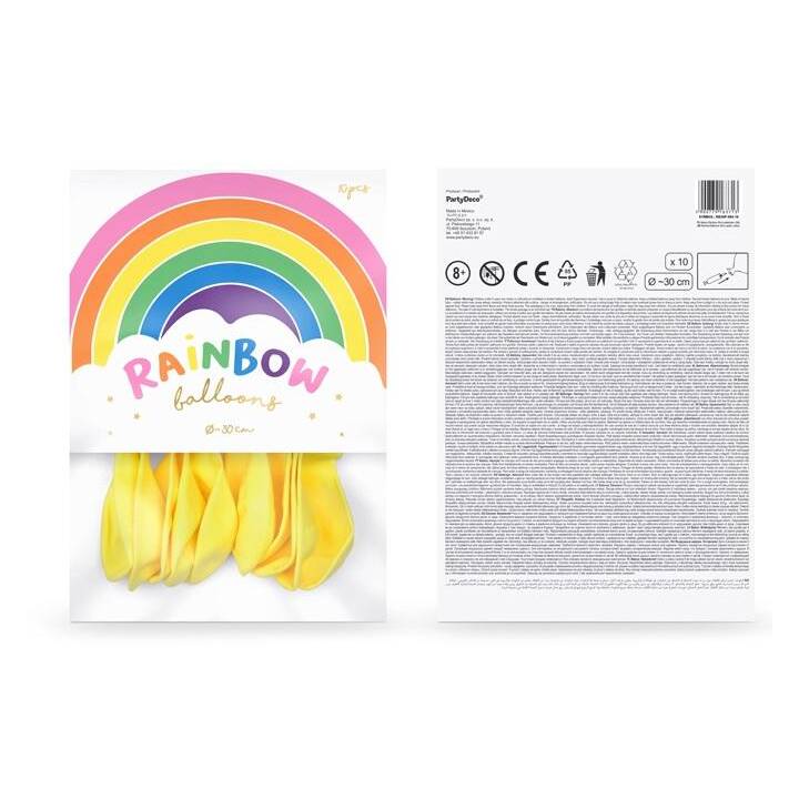 PARTYDECO Ballon Uni Rainbow (30 cm, 10 Stück)