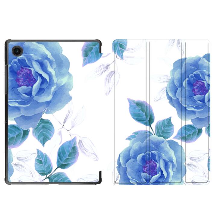 EG coque pour Samsung Galaxy Tab A8 10.5" (2021) - fleurs - bleu