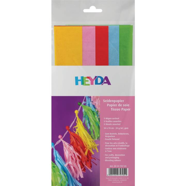 HEYDA Carta seta (Giallo, Verde, Blu, Rosso, Pink, 5 pezzo)