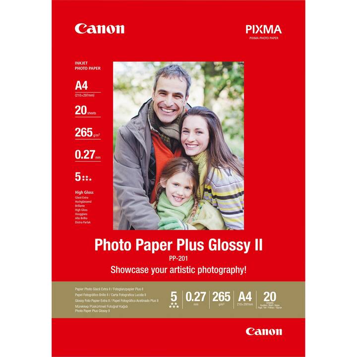 CANON Glossy II Plus Fotopapier (20 Blatt, A4, 265 g/m2)