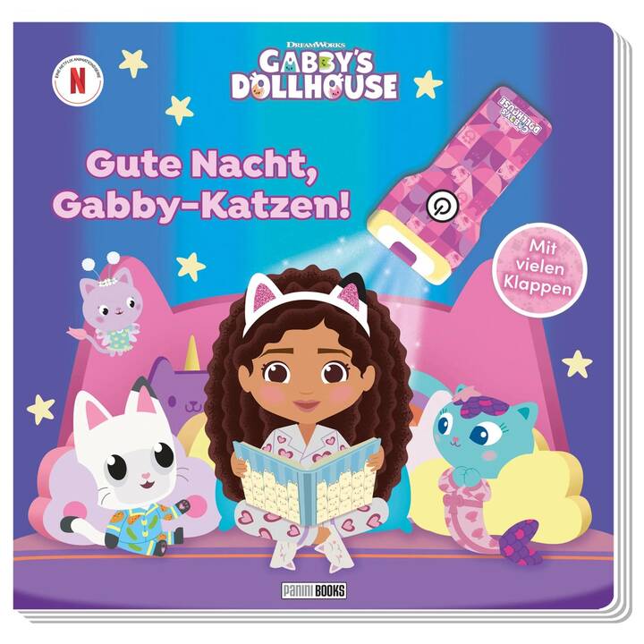 Gabby's Dollhouse: Gute Nacht, Gabby-Katzen!. Pappbilderbuch mit Klappen und mit Taschenlampe