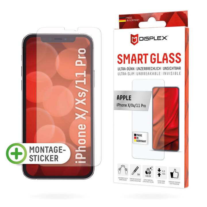 DISPLEX Film de protection d'écran Smart Glass (iPhone 11 Pro, iPhone XS, iPhone X, 1 pièce)