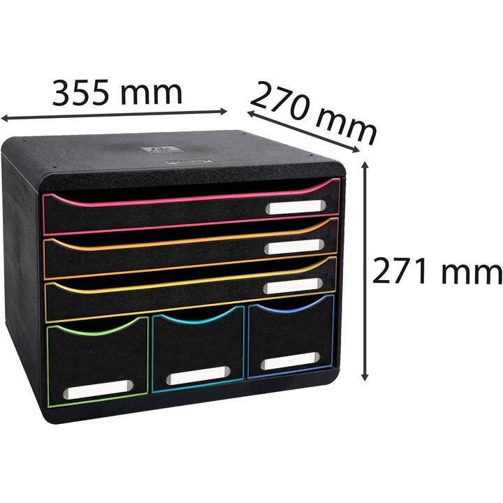 EXACOMPTA Boite à tiroirs de bureau Maxi (A4, 35.5 cm  x 27 cm  x 27.1 cm, Noir)
