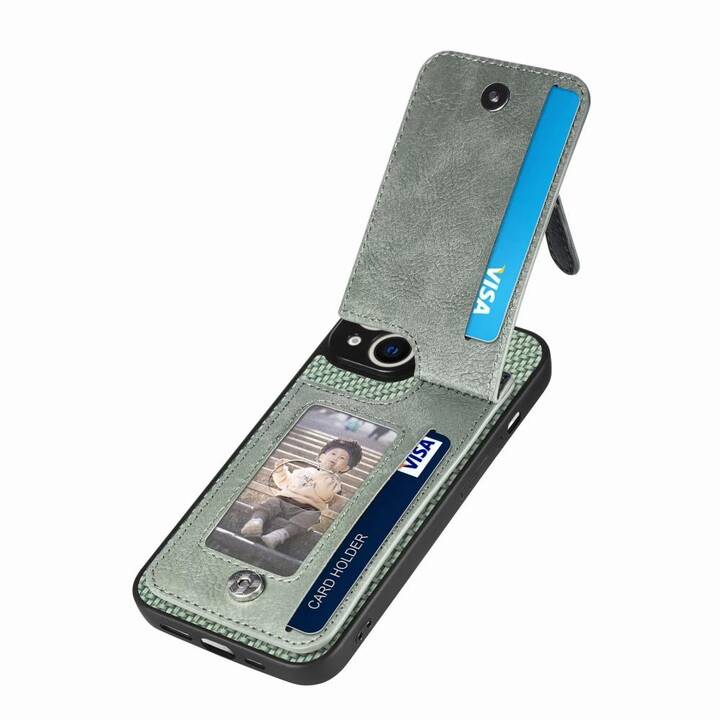 EG Couverture arrière avec porte-carte (iPhone 15, Vert)