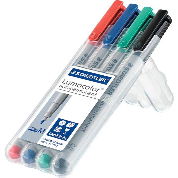 STAEDTLER Textmarker Lumocolor (Schwarz, Grün, Rot, Blau, 4 Stück)