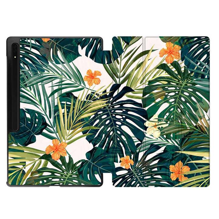 EG Housse (11", Galaxy Tab S9, Fleurs, Vert)