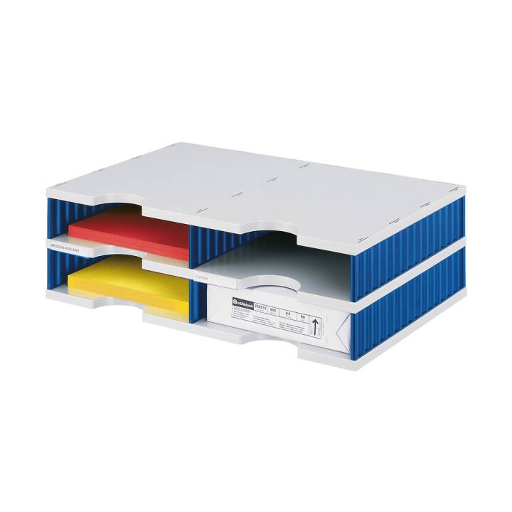 STYRO Büroschubladenbox Styrodoc Duo (C4, 48.5 cm  x 33.1 cm  x 15.3 cm, Grau, Blau)